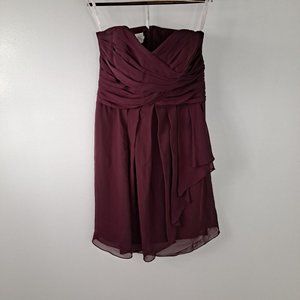 David's Bridal Burgundy Bridesmaid Prom Dress Strapless Lined women's Size 12